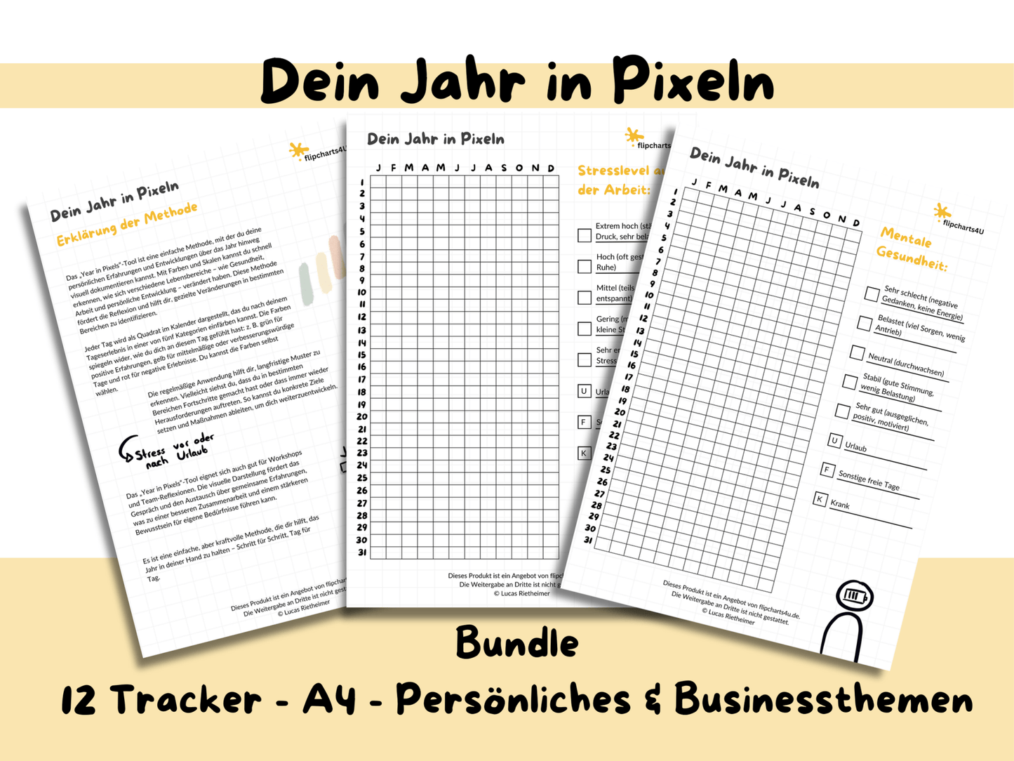 Tracker "Dein Jahr in Pixeln" (digitales Produkt) - Flipcharts4U