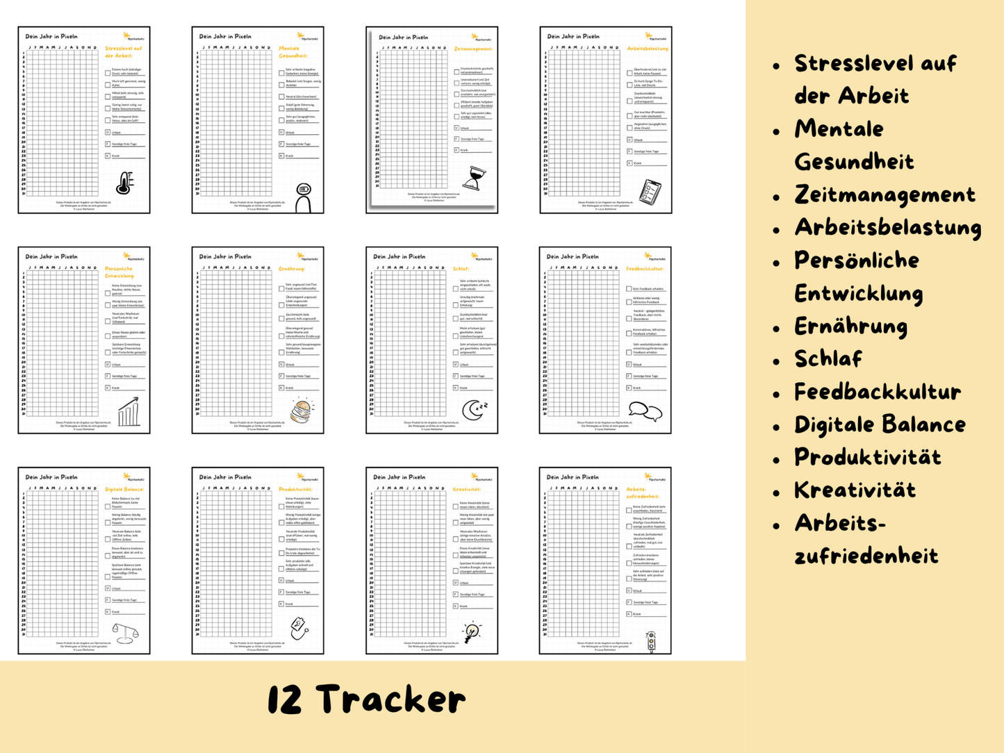 Tracker "Dein Jahr in Pixeln" (digitales Produkt) - Flipcharts4U