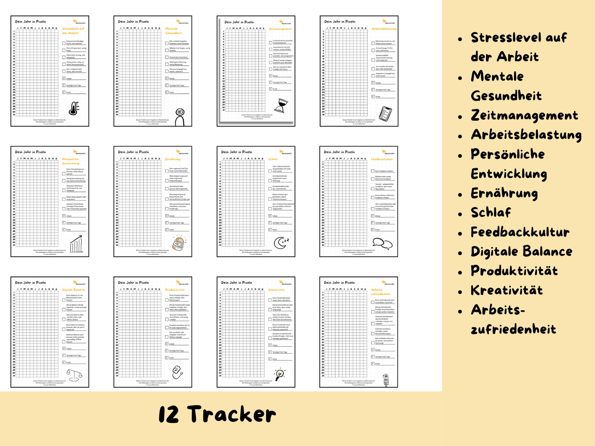 Tracker "Dein Jahr in Pixeln" (digitales Produkt) - Flipcharts4U